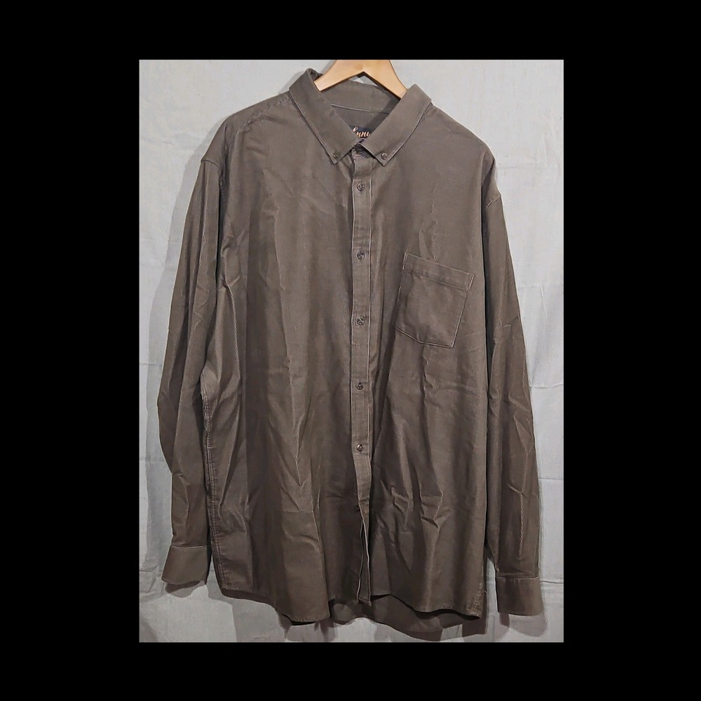 Johnny Bigg Mens 6XL Brown Corduroy Long Sleeve Button Down Shirt 52126-05